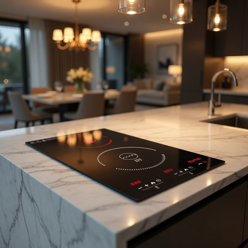 iTurbo IT-688-CL hybrid hob on modern kitchen island lifestyle
